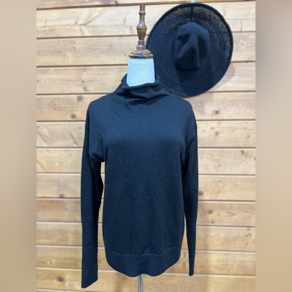 Wilfred Aritzia Merino Wool Mock Neck Sweater Shirt Black Size Small